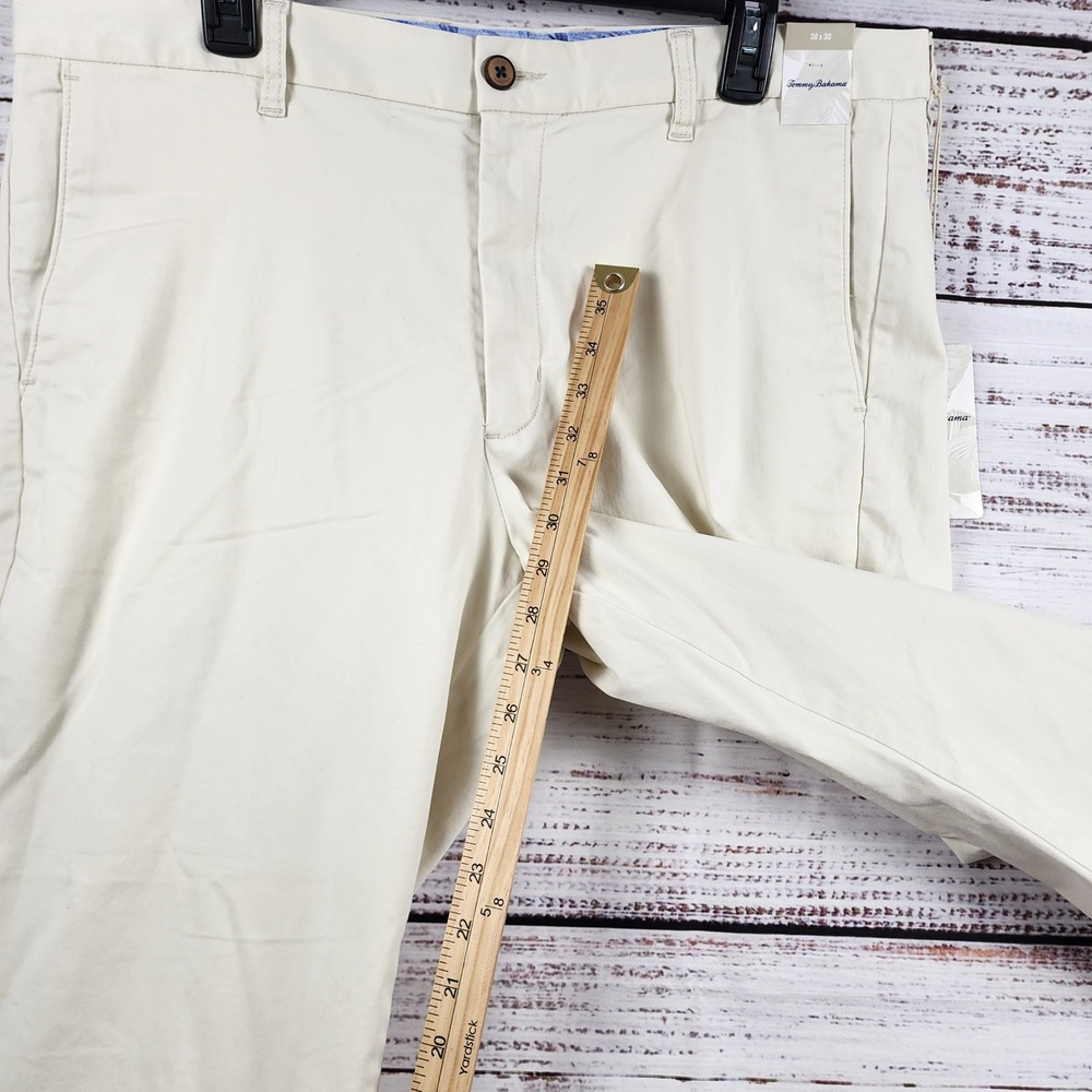 NWT Tommy Bahama Boracay Chino Pants Mens 38x30 Flat Front Ivory Stretch Cotton - Picture 11 of 12